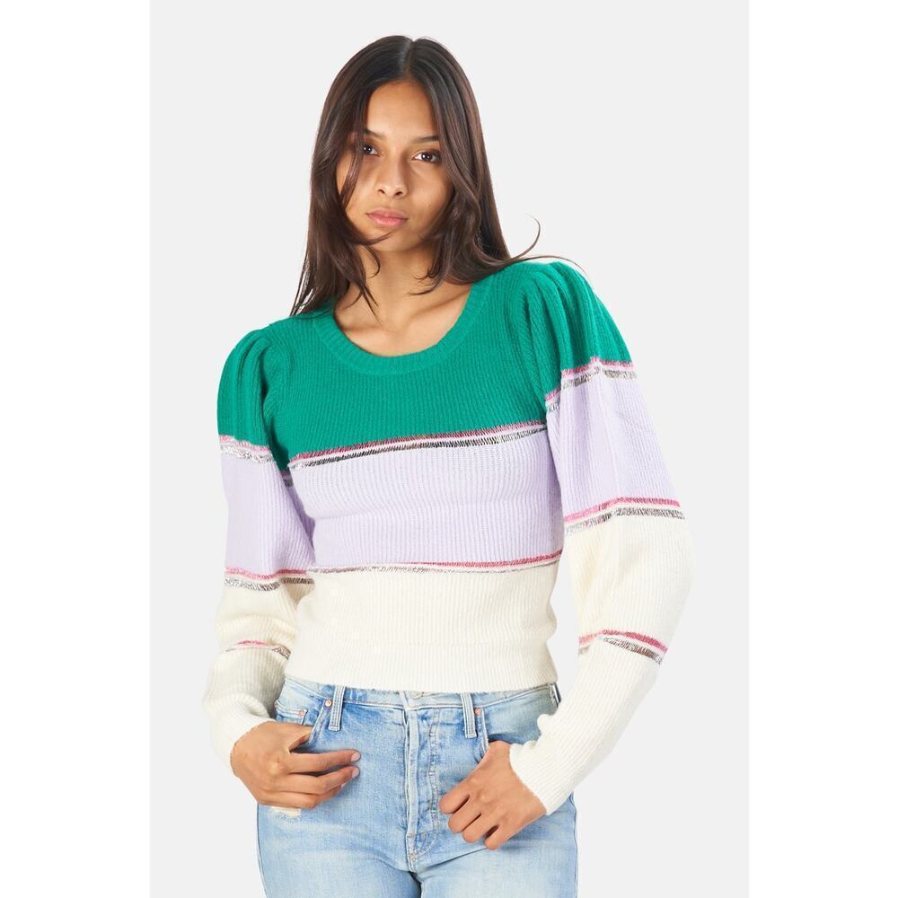 For Love and Lemons Arielle Striped Long Sleeve Pullover Sweater Multi XS NWT